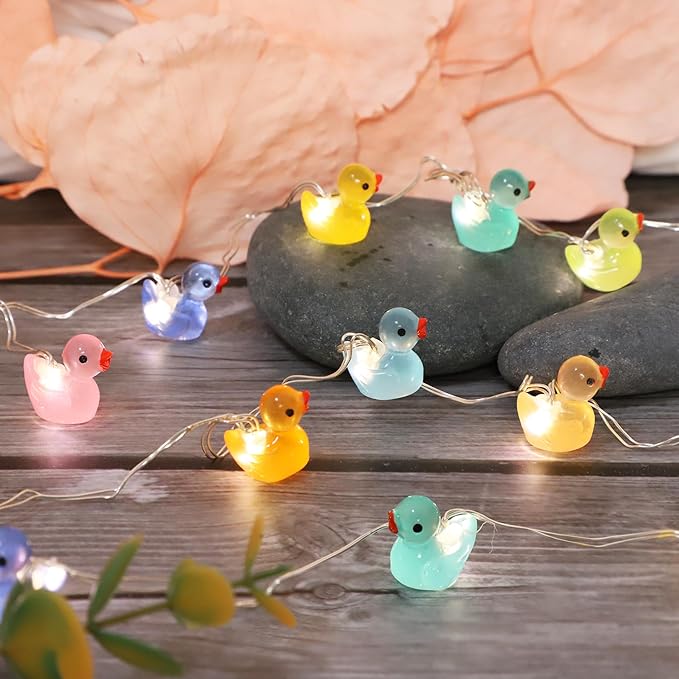 Impress Life Duck String Lights with Remote Timer, 10FT 40LEDs Cute Indoor String Lights, Warm White Glow Fairy Lights Battery Operated or USB for Bedroom Party Garden Decor