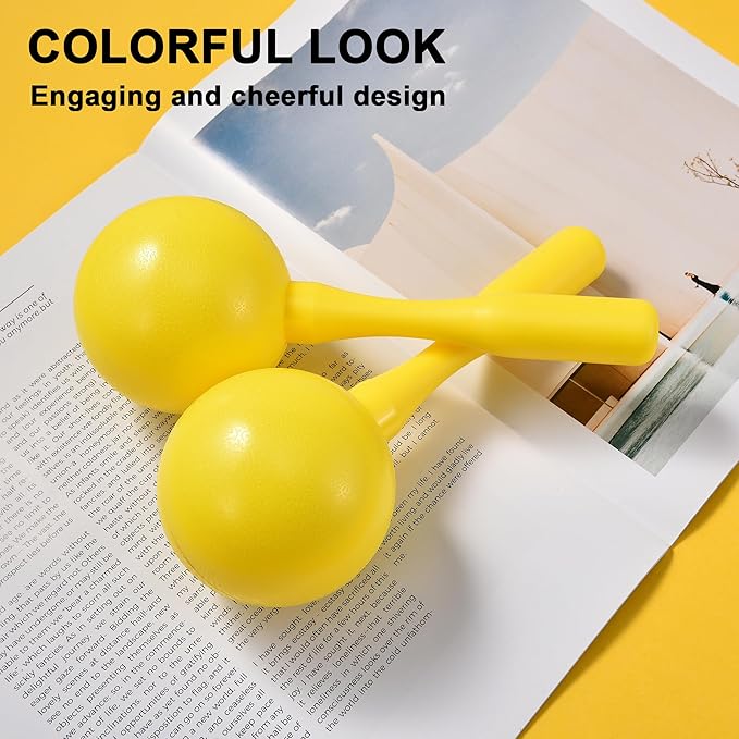 Maracas for Kids Adults, 8 Inch, Set of 2, Yellow