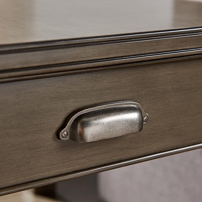 Laurent 20 in. Solid Wood End Table with Shelf and Drawer, Smoke Gray – Leick Home, 10507-GR