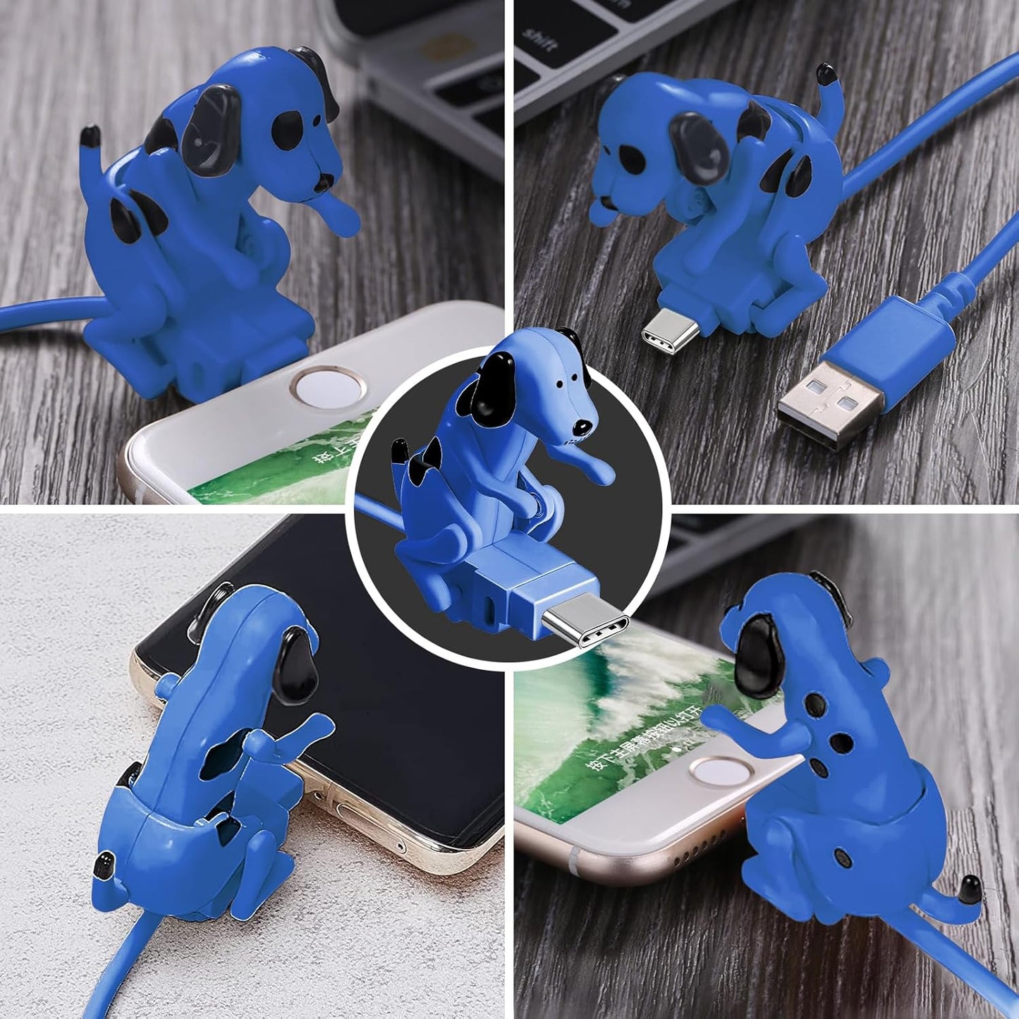 Funny Dog Fast Charger Cable, Portable Stray Dog Charging Cable, Dog Toy Smartphone USB Cable Charger for iPhone Type-C