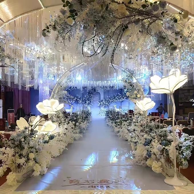 24 PCS Artificial Wisteria Hanging Flowers 6.56 Ft/pcs Fake Wisteria Vine Kit Hanging Flower for House Outdoor Garden Ceremony Outside Wedding Arch Floral Decor (White)