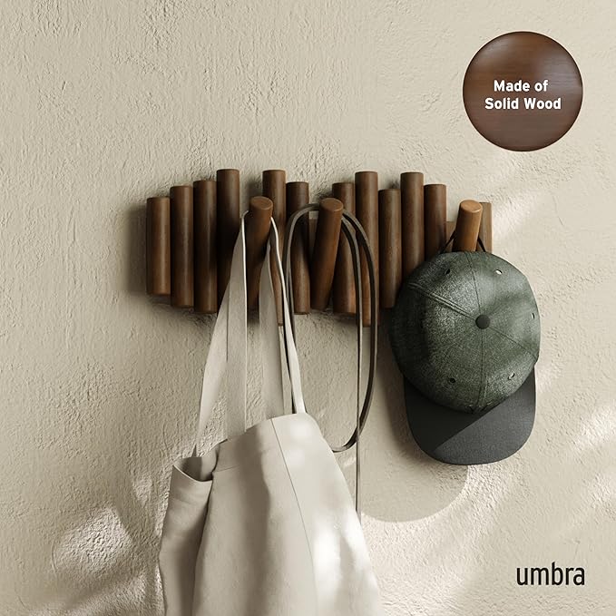 Umbra Picket Rail Hook Coat Rack, Aged Walnut