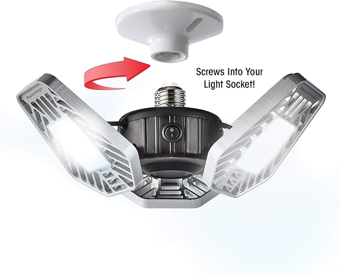 Ontel Beyond Bright LED Garage Light - Ultra-Bright, White Light that is Energy Efficient, Durable, Long-Lasting and Easy to Install (Pack of 2)