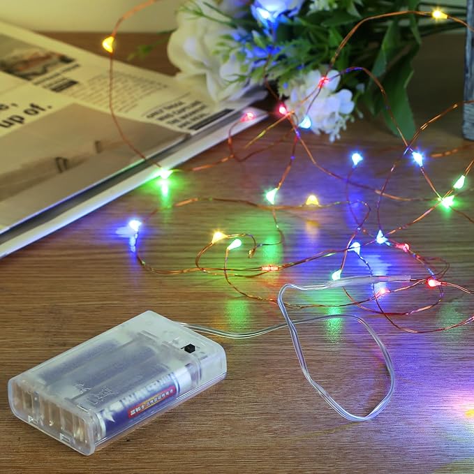 Sanniu Led Fairy Lights Battery Operated, 6 Packs Mini Battery Powered Copper Wire Starry String Lights for Christmas,Bedroom,Wedding,Parties,Patio,Indoor,Home Decoration (5m/16ft Multicolor)