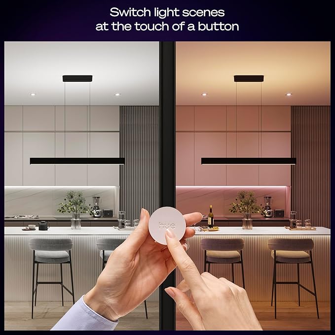 Philips Hue Wireless Smart Light Switch Button, White - 1 Pack - Portable and Battery Powered - Smart Home Control - Requires Hue Bridge - Easy, No-Wire Installation