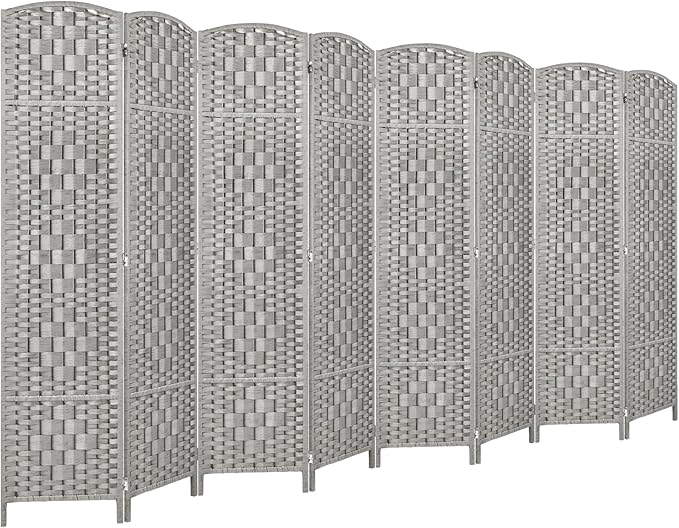Rose Home Fashion 6 ft Tall Room Divider, Room Dividers and Folding Privacy Screens, 15.7in Privacy Screen 8 Panel Partition Temporary Wall Separation for Private, Stone Grey