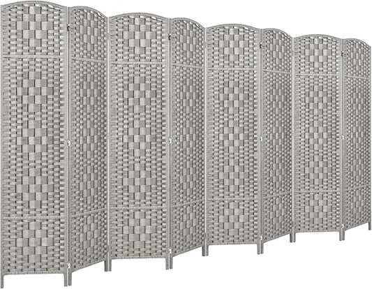 Rose Home Fashion 6 ft Tall Room Divider, Room Dividers and Folding Privacy Screens, 15.7in Privacy Screen 8 Panel Partition Temporary Wall Separation for Private, Stone Grey