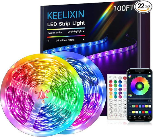 KEELIXIN Bluetooth Music Sync LED Strip Lights for Bedroom - APP & Remote Control, RGB Home Decor Lights, Luces Led para Cuarto