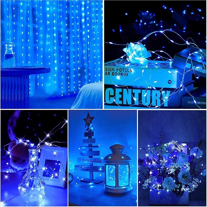 Ehome Fairy Lights, USB Operated Fairy Light Plug in 33ft 100 Led Waterproof String Lights Copper Wire Decorative String Light for Bedroom Indoor Christmas Wedding Party Patio Window (Blue)