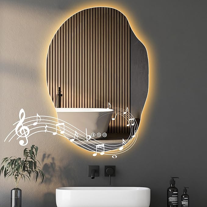 Led Mirror for Bathroom, 25x35 Inch Lighted Mirrors,Backlit Mirror with Bluetooth Speaker, Anti-Fog, Memory Function, 3 Color Temperature, Dimmable Led Bathroom Mirror, Horizontal/Vertical