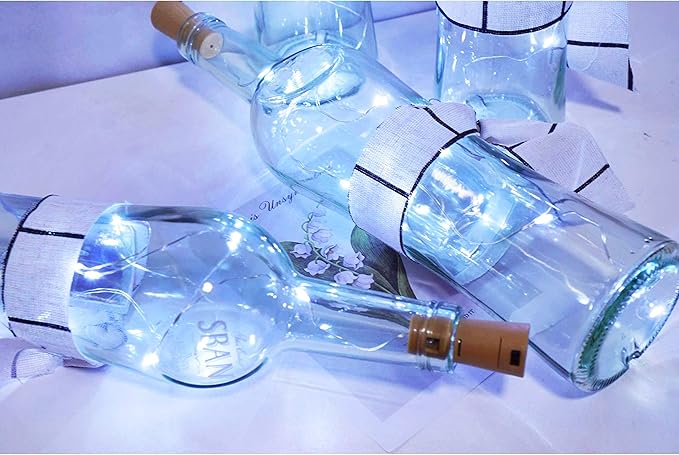 24 Pack 20 LED Wine Bottle Cork Lights, Fairy Mini String Lights Copper Wire, Battery Operated Starry Lights for DIY, Christmas, Halloween, Wedding, Party, Indoor&Outdoor (24 Pack, Cool White)