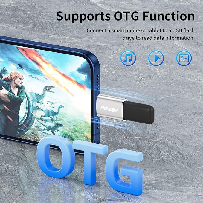 USB C to USB Adapter 2 Pack,USB 3.2 Female to Type-C Male OTG Adapter,100W Fast Charging 10Gbps Transfer,Aluminum Alloy Housing for M-acBook Pro/Air,Phone 15/16/17,Pad,G-alaxy,S-urface Silver