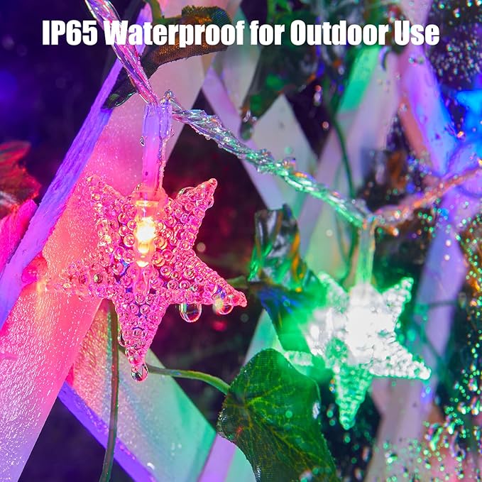 Brightown Star String Lights Battery Operated - 17 ft 50 LED Star Fairy String Lights with Remote and Timer, 8 Modes Waterproof for Bedroom Tent Loft Bed Patio Party Wedding Decor, Multicolor
