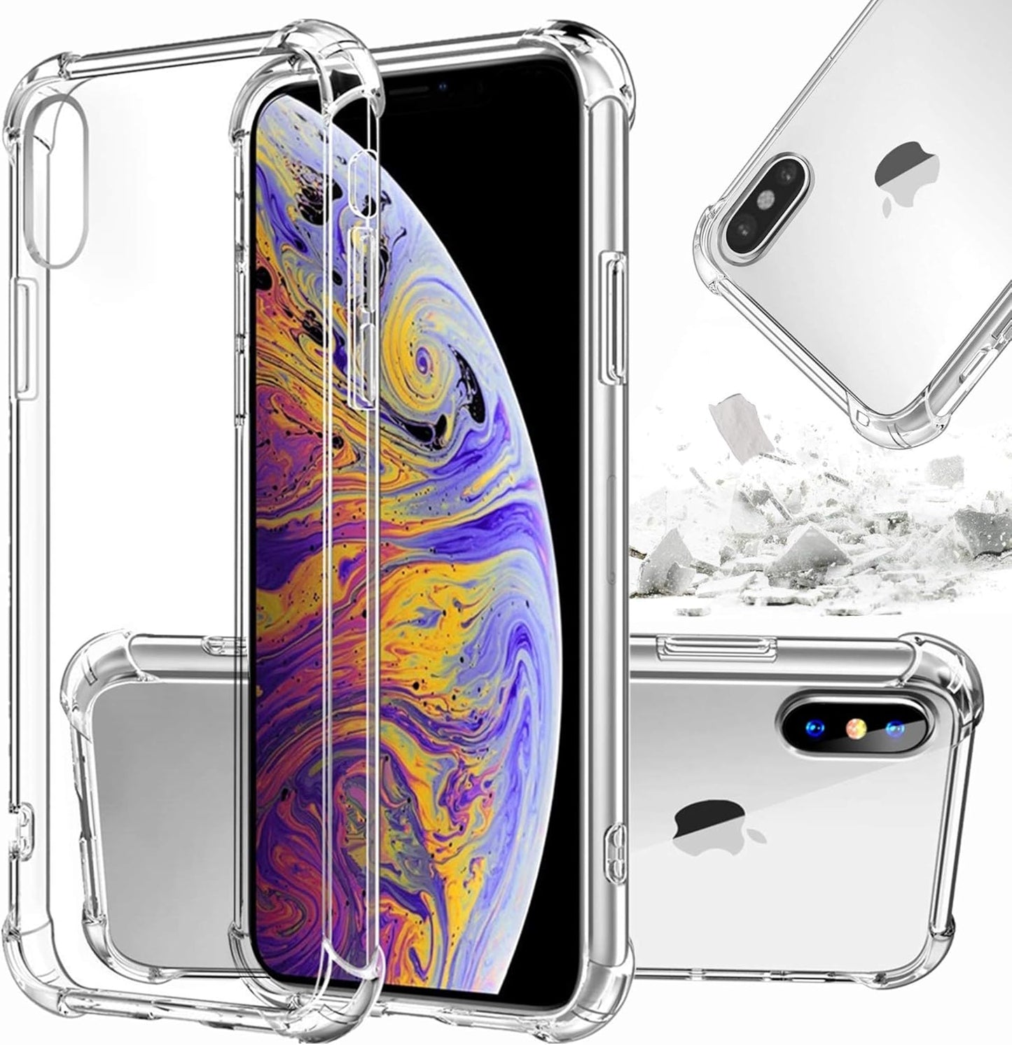 Phone Case Compatible for iPhone XR, Crystal Clear Hard Back Cover with Shockproof Protection, 6.1 inches