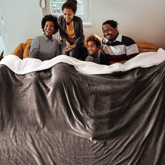 Bedsure GentleSoft Sherpa Fleece Oversized Cal King Blankets for Bed - Thick and Warm Throw for Women and Men, Soft Fuzzy Plush Large Blanket for Winter, Brown, 112x98 Inches