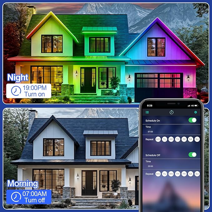 zoegi 500ft Outdoor LED Strip Lights Waterproof,Music Sync RGB IP68 Outside Led Light Strips Waterproof with App and Remote,Exterior Led Rope Lights for Deck,Balcony,Roof,Garden,Pool (500FT)