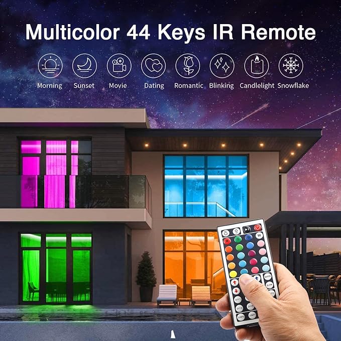 hyrion 100ft LED Strip Lights, Ultra Long SMD 2835 Led Lights Strip with 44 Key Remote,24 Volt Dimmable RGB Color Changing Tape Lighting for Bedroom,Living Room,Home Decor(44 Key Remote+50ft*2)