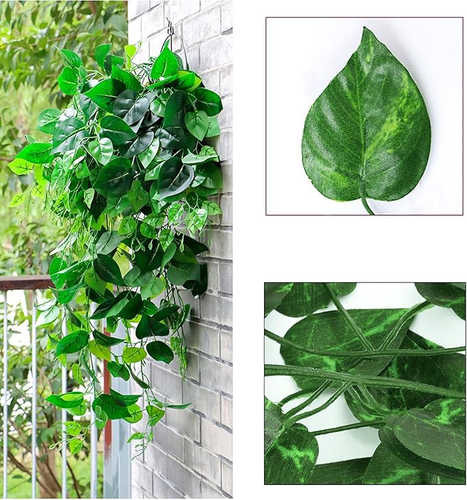 720 Feet 96 Pack Fake Greenery Hanging Garland, Ivy Leaf Plants, Vine Leaves, Fake Flowers Foliage for Bedroom Garden Wall Decor