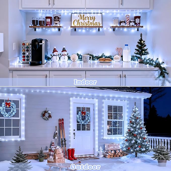 JMEXSUSS 2 Pack Fairy Lights Battery Operated, Total 400 LED 132ft Outdoor Fairy String Lights with Remote, 8 Modes Copper Wire Twinkle Lights for Bedroom Tree Wall Patio Outside Decor, White