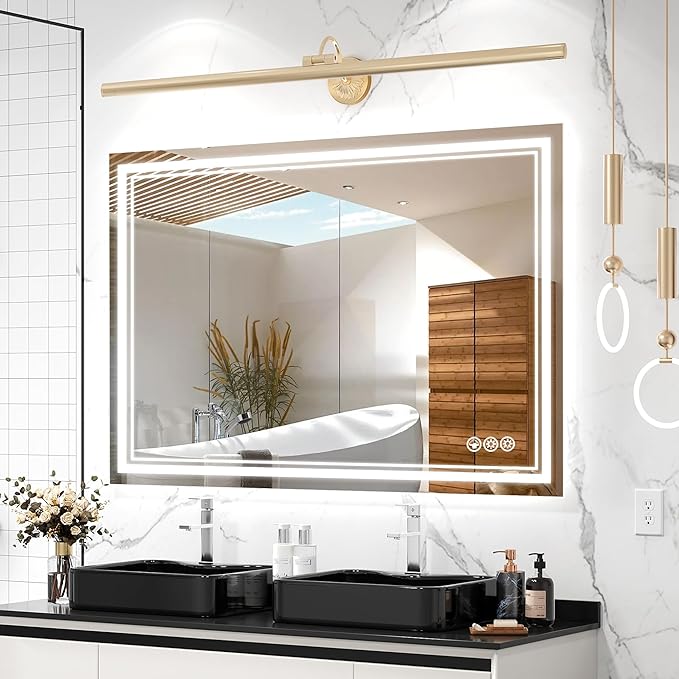 48x36 Inch Led Mirror for Bathroom with Front Light and Backlit, Dimmable Anti Fog Wall Bathroom Mirror with Led Lights, Water Proof, Decor Vanity Mirror