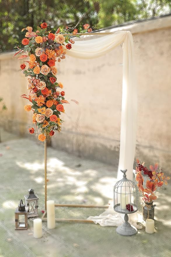 Orange Artificial Flowers Combo Box Set Fall Silk Flowers Fake Rose for DIY Floral Arrangements Wedding Bouquets Centerpieces Baby Shower Party Home Decorations