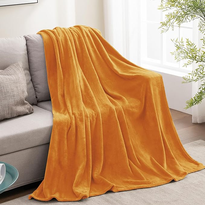 BEDELITE Fleece Blanket Twin Size Burnt Orange Throw Blankets for Couch & Bed, 300GSM Luxury Plush Cozy Fuzzy Fall Blanket 60x80 inches, Super Soft & Warm Blankets for Travel Camping
