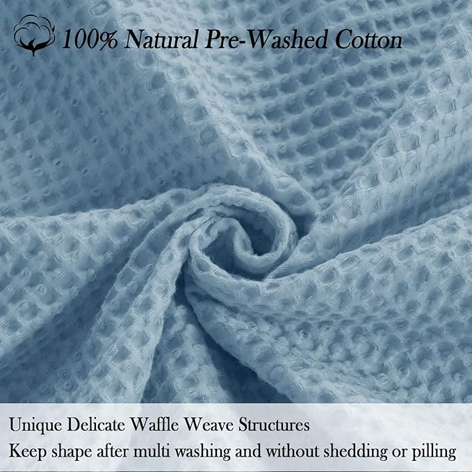 PHF 100% Cotton Waffle Weave Blanket King Size for Bed,Snag Proof Lightweight Breathable Moisture-wicking Throw for Couch,Great for Layering in Cold Weather,Machine Washable,Home Decor Gift-Dusty Blue