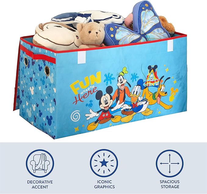 Idea Nuova Disney Mickey Mouse Collapsible Children’s Toy Storage Trunk, Durable with Soft Lid, 28.5"x 14.5"x16"