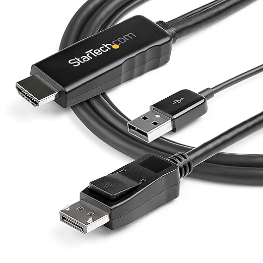 StarTech.com 3m HDMI to DisplayPort Adapter Cable with USB Power - 4K 30Hz Active HDMI 1.4 to DP 1.2 Converter (HD2DPMM3M)