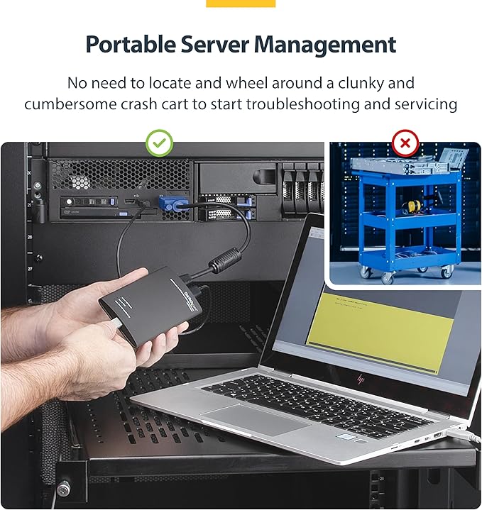 StarTech.com Portable Laptop Crash Cart Adapter for Server Management, USB/VGA KVM Console, Windows/Linux/MacOS - TAA