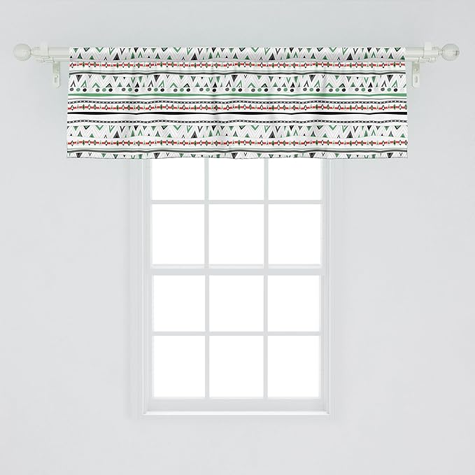 Ambesonne Tribal Window Valance Pack of 2, Style Traditional Aztec Pattern Old Fashioned Hippie Boho Influences, Rod Pocket Curtain Valances for Kitchen Bedroom, 42" X 18", Sea Green
