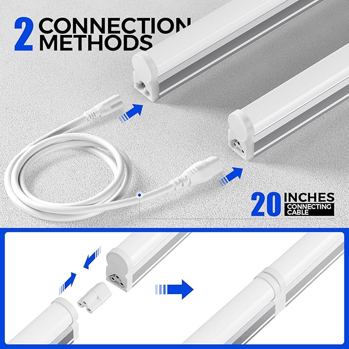 Barrina (Pack of 6 LED T5 Shop Light 3FT, 6500K Super Bright White, Utility Shop Lights, Commercial Bay Light, ETL Listed, Corded Electric with Built-in ON/Off Switch