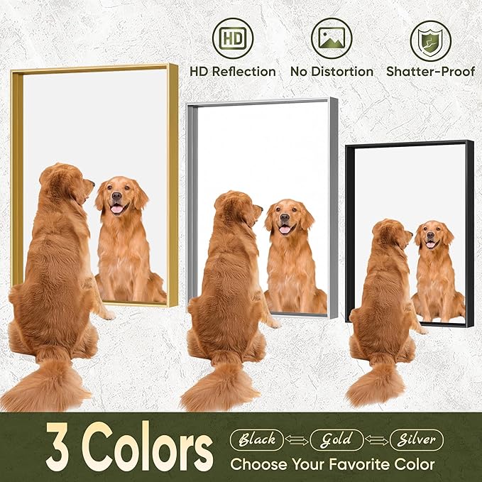 Suidia Bathroom Mirrors, 72" x 36" Wall Mirror Metal Framed, Bathroom Vanity Mirror for Living Room Bedroom Bathrooms Entryway, Black, Rect Corner Style