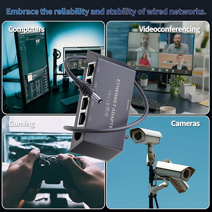 Starlink Gen 3/Mini Ethernet Adapter Multi Ports Starlink Mini Ethernet Cable Network Adaptor 4 RJ45 Outputs Simultaneously Up to 1 Gbps