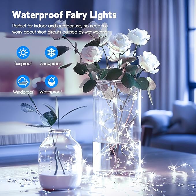 Minetom Fairy Lights with Remote, 66 Feet 200 Led Firefly String Lights Plug in for Bedroom Home Wall Ceiling Christmas Tree Wreath Craft Wedding Party Indoor Outdoor Decoration, Pure White