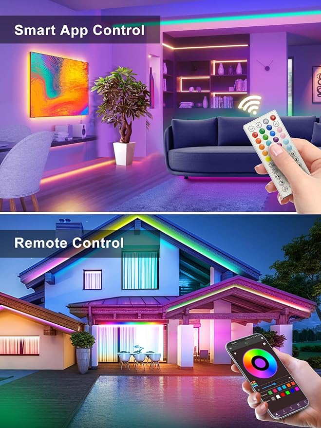 100ft LED Neon Rope Lights with App and Remote Control, IP65 Waterproof Neon Strip Lights for Outdoor Indoor, DIY Design Flexible Led Rope Lights for Bedroom, Living, Gaming, Party Decor