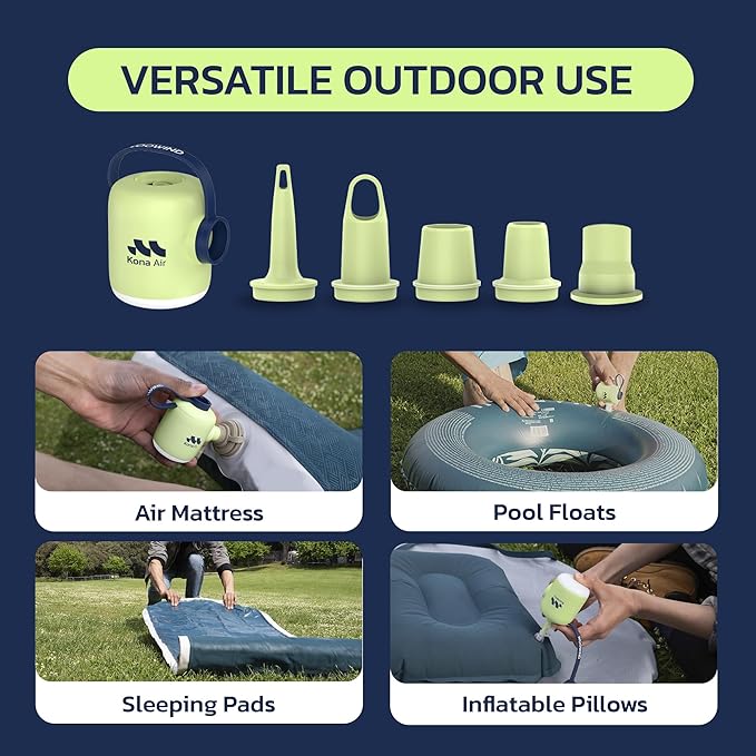 Woowind Electric Air Pump, Cordless Air Mattress Pump for Pool Floats, Swimming Rings, Air Bed, Air Sofa, Rechargeable Battery Powered
