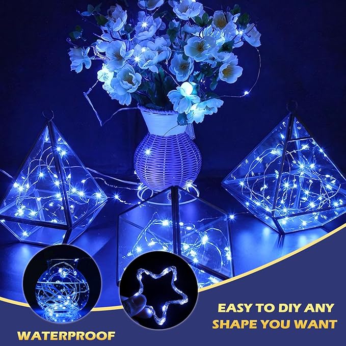 Ehome Fairy Lights, USB Operated Fairy Light Plug in 66ft 200 Led Waterproof String Lights Copper Wire Decorative String Light for Bedroom Indoor Christmas Wedding Party Patio Window (Blue)