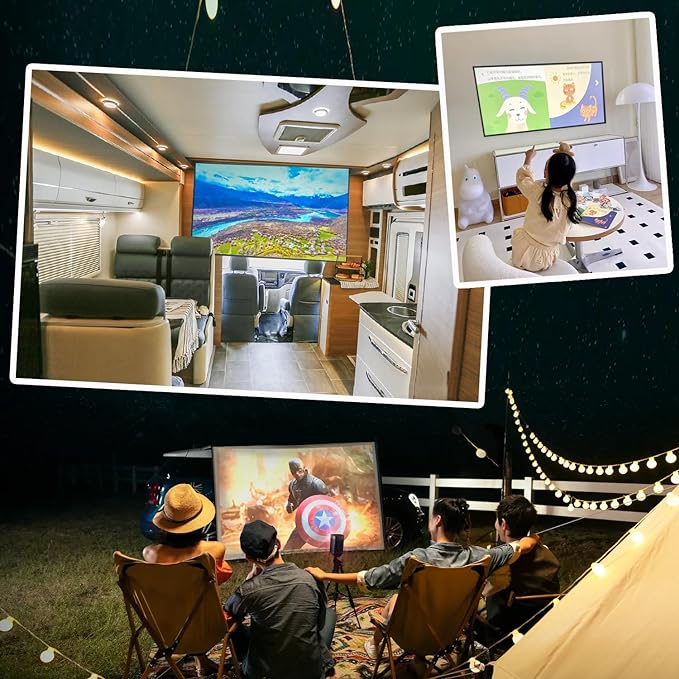 Foldable Projector Screen with Stainless Steel Telescopic Rod Combination Frame 16:9 HD 4K Anti-Crease Portable Projection Screen (70 inch)