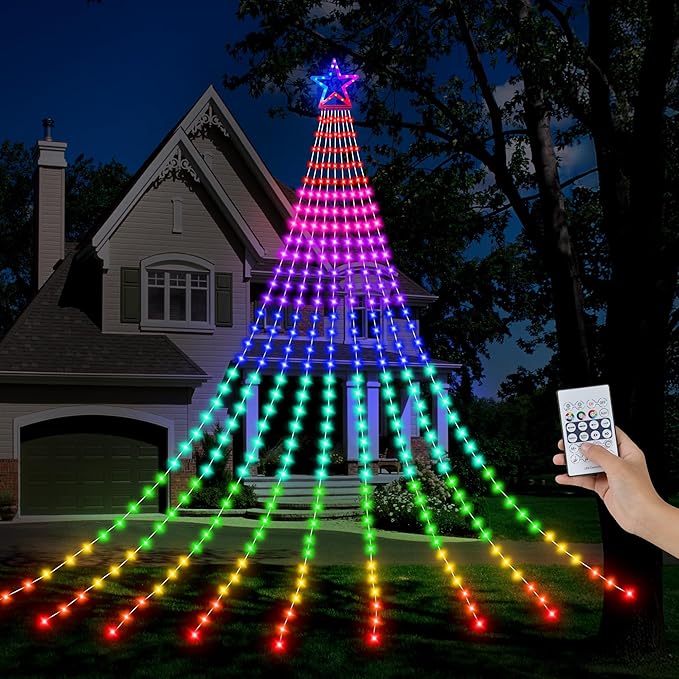 FUNIAO (New Multi Color Changing Christmas Lights, Christmas Tree Lights with Remote, 335 LED RGB Timer & Waterproof Outdoor String Lights for Halloween, Christmas, New Year (RGB Color Change)