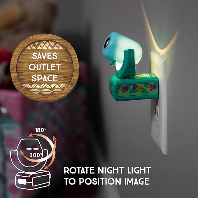 Projectables Moana LED Night Light Plug-in Dusk-to-Dawn Projector Ideal for Kids Girls Boys Nursery Playroom Bathroom Bedroom 84272