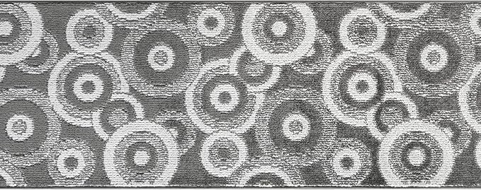 Custom Length Cut to Size Retro Modern Geometric Carpet Runner Rug for Hallways, Non Slip Rubber Backed, 31 inch Wide X Customized Length, Geo Grey, 31 inch X 25 feet