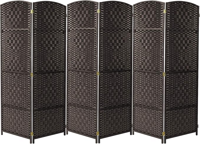 Sorbus 6 Panel Room Divider 6 ft. Tall - Privacy Screen, Extra Wide Double Hinged Panels, Diamond Double-Weaved, Partition Room Dividers and Folding Privacy Screens, Wall Divider for Room Separation