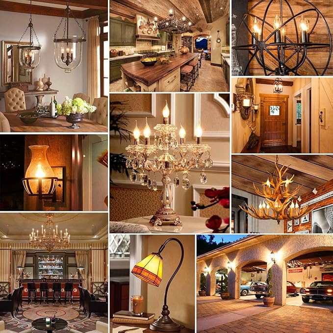 TOBUSA Dimmable E12 Candelabra LED Bulbs 60 Watt Incandescent Equivalent, 2700K Warm White, Clear LED Chandelier Light Bulbs 6W, 600lm, CA11 Vintage Ceiling Fan Light Bulbs with Flame Tip, 6-Pack