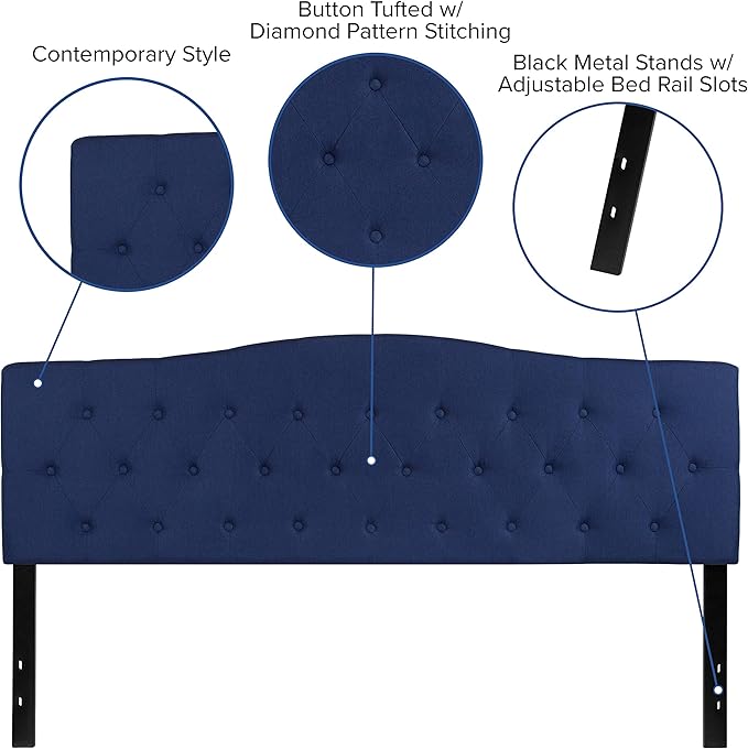 Flash Furniture Cambridge Tufted Upholstered King Size Headboard in Navy Fabric