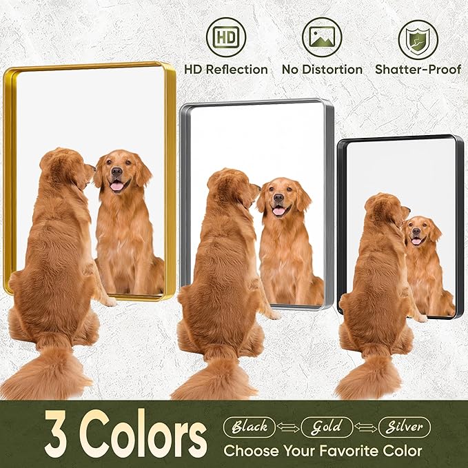 Suidia Bathroom Mirror, 36" x 55" Wall Mirror Metal Framed, Bathroom Vanity Mirror for Living Room Bedroom Bathroom Entryway, Black, Rounded Corner Style