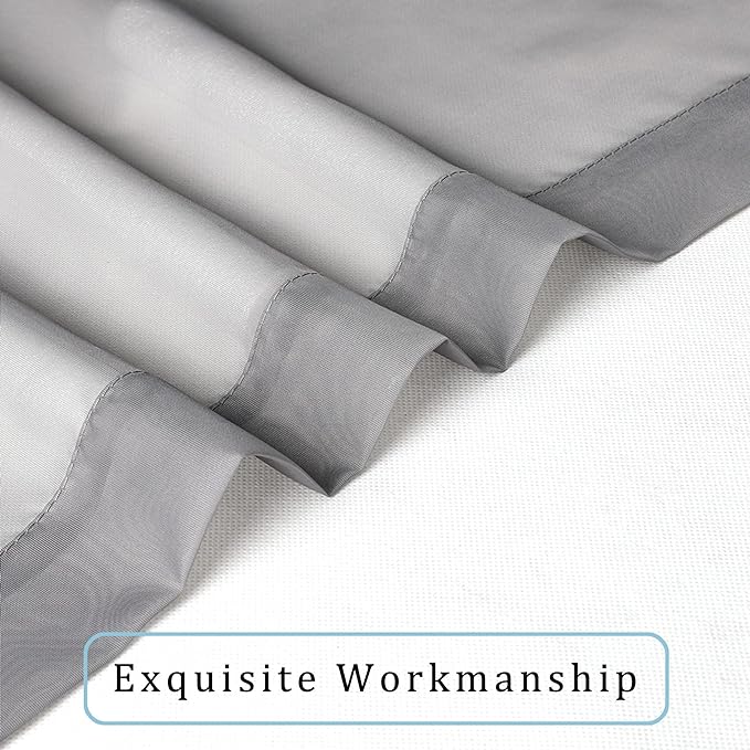 OWENIE Gray Sheer Curtains, Sheer Curtains 63 inch Length 2 Panels Set, Rod Pocket Voile Fimly Sheer Drapes for Living Room/Bedroom, 2pcs, Each 42" W x 63" L
