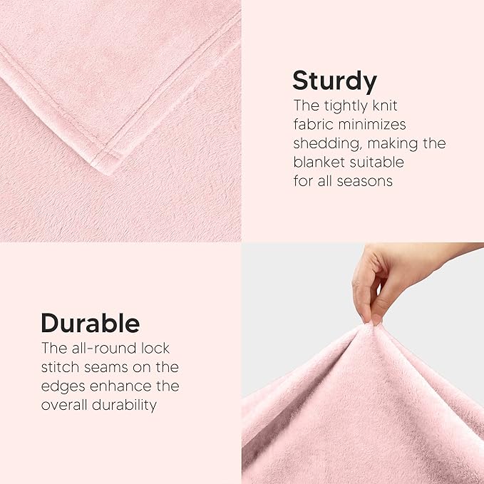 Utopia Bedding Fleece Blanket Queen Size Pink 300GSM Luxury Fuzzy Soft Anti-Static Microfiber Bed Blanket (90x90 Inch)