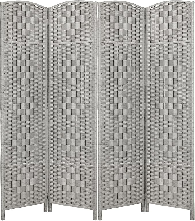 Rose Home Fashion 6 ft Tall Room Divider, Room Dividers and Folding Privacy Screens, 15.7in Privacy Screen 4 Panel Partition Temporary Wall Separation for Private, Stone Grey