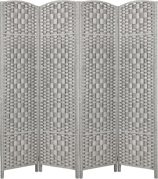 Rose Home Fashion 6 ft Tall Room Divider, Room Dividers and Folding Privacy Screens, 15.7in Privacy Screen 4 Panel Partition Temporary Wall Separation for Private, Stone Grey